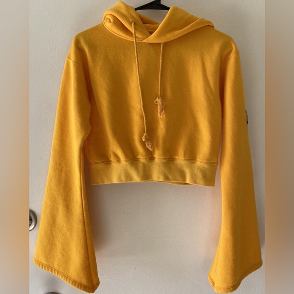 LF Sweaters - Cropped Hoodie With Flare Sleeves